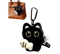 QEDBOJE Llavero Peluche Gato Negro 1x, de Felpa Rellena con Diseño Animado Lindo, Accesorio Único para Bolsos, Mochilas y Llaves | Regalo Ideal para Amantes de Gatos