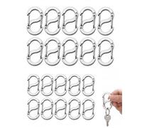 QEDBOJE Mini Mosquetones Pequeños, 20 Piezas en 2 Tamaños (16mm y 22mm), Robustos para Llaveros, Mochila y Actividades al Aire Libre