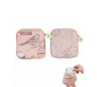 QEDBOJE Neceseres Compresas y Tampones - 2 Bolsas Menstruales Discretas de Emergencia. Organizador Portátil Suave con Bordado Pájaro y Constelación para Mujeres y Niñas.