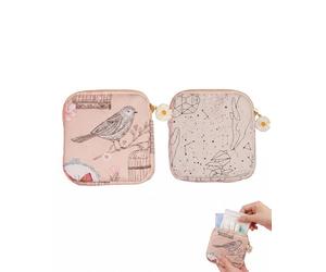 QEDBOJE Neceseres Compresas y Tampones - 2 Bolsas Menstruales Discretas de Emergencia. Organizador Portátil Suave con Bordado Pájaro y Constelación para Mujeres y Niñas.