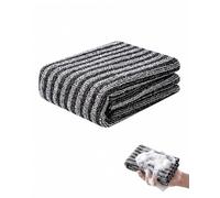 QEDBOJE Toalla Exfoliante Ducha 25x100 cm, 1 pza Negra Rayada. Scrubber Espalda Extra Larga para Limpieza Corporal Profunda y Piel Suave en el Baño & Spa.