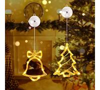 Qedertek Iluminación navideña para interiores, 2 piezas cortina de luces LED blanco cálido a pilas con ventosas, temporizador, cadena de luces para ventana para decoración navideña, fiestas, bodas