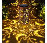 Qedertek Lámparas solares para exterior y jardín, 1 unidad LED de metal y luna, lámpara solar para colgar en exteriores, IP65, resistente al agua, decoración de jardín para balcón, patio, árbol