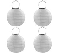 Qedertek Luces Solares LED Exterior Jardin, 4 Piezas 20cm Farolillos Solares Blanco Cálido pare Nailon, Impermeable Luces Decoración para Jardín, Casa, Bodas (Blanco Calido)