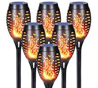 Qedertek Luces Solares LED Exterior Jardin - 6 Pack 12 LED Antorchas con Llamas Realistas, IP65 Impermeable para Jardín, Patio, Pasillo, Césped y Camino