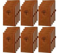 Qeeenar 24 cuadernos de diario a granel de 5.7 x 8.3 pulgadas, diario de escritura recargable de cuero A5, diario de viaje para hombres y mujeres, regalos de Navidad con páginas lisas y soporte para