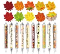 Qeeenar 40 notas adhesivas de hojas de otoño y bolígrafos de Acción de Gracias, 20 blocs de notas lindos de hojas de arce, 20 blocs de notas autoadhesivos, bolígrafos de otoño para actividades en el