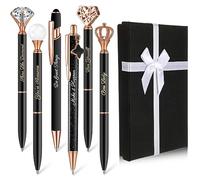 Qeeenar 6 bolígrafos elegantes para mujer, bolígrafos de diamantes de cristal para diario, bonitos bolígrafos con purpurina con caja, regalos inspiradores para mujeres, niñas, estudiantes