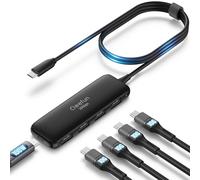 Qeefun - Concentrador USB C de 10 Gbps, USB 3.2 con 4 USB-C, divisor USB 3.2 Gen 2, cable de datos extendido de 120 cm y puerto de alimentación de 100 W, para Dell XPS, Thinkpad, HP, iPad Pro, iPhone