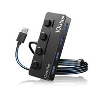 Qeefun - Hub USB 3.2 con 4 puertos USB A, divisor USB 3.2 Gen 2, cable de datos largo extendido de 4 pies y puerto de alimentación tipo C, para MacBook Pro, HP, Mini PC, MacBook Air, Dell XPS, Lenovo