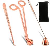 QeeHeng 3PCS Juego de Accesorios para Velas, tapón para Velas, Accesorio para Velas, Kit para el Cuidado de la Vela -Paquete de INOX para la Boda y la Fiesta en el hogar (Oro Rosa)