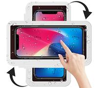 QeeHeng Caja Montada en la Pared para Móvil Impermeable, Funda de Pared Antiniebla y Táctil, Soporte Sellado Giratoria de 360° Compatible con Teléfonos de Menos de 7’’ para Baño Cocina