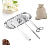 QeeHeng Candle Snuffer Wick Trimmer Bandeja Vela tapón Kit Velas Herramientas Cortador Velas,Juego Accesorios Vela,Kit Cuidado Mecha Vela,Kit Cuidado Taza Vela(Plata)