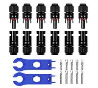 QeeHeng Conector de panel solar, 6 pares de conectores solares macho/hembra, conectores de cable de paneles solares a prueba de agua IP67 con 2 llaves de cable solar