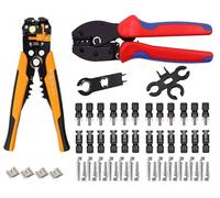 QeeHeng Herramientas de crimpado solares kit de herramientas de crimpado, 1 crimpadora, 1 pelacables autoajustable de 8 pulgadas, 12 pares de conectores de panel solar