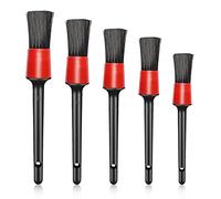 QeeHeng Juego de 5 cepillos para Detalles de Coche, Kit de Detalles Interiores de Pelo de jabalí Suave, sin arañazos, Cepillo de Limpieza de Coche para Interior o Exterior, Ruedas, salpicadero, Cuero