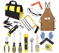 QeeHeng Juego de herramientas para niños, herramientas de construcción para niños, herramientas de trabajo reales, herramientas de carpintero para principiantes, regalo de Navidad, con bolsa de