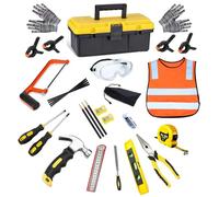 QeeHeng Juego de Herramientas Reales para niños, Juego de Herramientas de carpintería, 30 Piezas de Constructor para niños, Kit de Herramientas de Mano Real, Aprendizaje de construcción