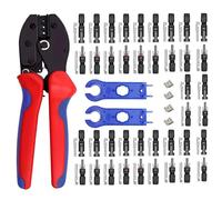 QeeHeng Kit Crimpadora Solar para 26-10AWG Conectores de Cable de Panel Solar,1PCS Herramienta de Crimpado Solar PV, 20 Pares Macho Hembra Solar Panel Cable conectores, 2PCS Herramientas de llave