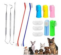 QeeHeng Kit de cepillo de dientes para perros, cepillo de dientes para gatos, incluye herramienta de eliminación de placas, adecuado para gatos y perros de todos los tamaños, 10 piezas