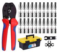 QeeHeng Kit de conectores solares Herramienta de crimpado solar+20 pares de conectores solares macho hembra+2 piezas de llave de conector solar, crimpadora solar para cable fotovoltaico de 2,5-6,0 mm²