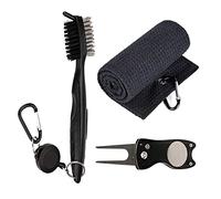QeeHeng Kit de limpieza de palos de golf, cepillo y paño de microfibra plegable, herramienta de reparación con marcador de pelota, práctico juego
