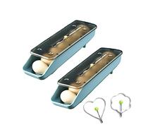 QeeHeng Organizador de Huevos Automático para Nevera - 2 Unidades Apilables con Dispensador por Gravedad, Material Alimenticio Transparente (Azul, Pack de 2)