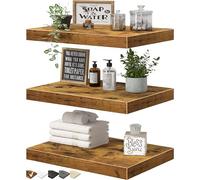 QEEIG Estantes flotantes de 10 pulgadas de profundidad para pared, estante para libros, baño, dormitorio, cocina, sala de estar, estantería colgante de granja de 10 x 16 pulgadas, juego de 3, marrón