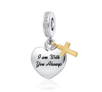 QeenseKc Abalorio colgante religioso con Dios, todas las cosas son posibles. Se adapta a pulseras Pandora, Metal, Base