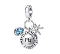 QeenseKc Abalorio de 12 piedras de nacimiento con forma de lágrima, para pulsera Pandora, Metal Diamante de imitación Metal Diamantes de imitación Cristal, Base