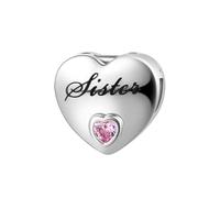 QeenseKc Abalorio de corazón con clip para pulsera Pandora Reflexion, regalo para mujer, Zirconia cúbica, Diamantes de imitación