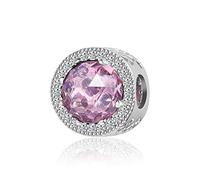 QeenseKc Abalorio de cristal verde deslumbrante y circonita cúbica para pulsera europea.