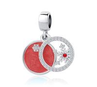 QeenseKc Abalorio de muñeco de nieve de Navidad, elfo, ciervo, dulce hombre de jengibre, para pulsera Pandora, Metal, Circonita cúbica