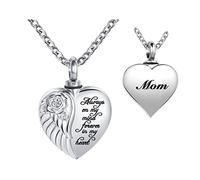 QeenseKc Collar de urna de corazón para cenizas, mamá, rosa, cremación, joyería conmemorativa, colgante de recuerdo para mujeres y hombres, plata
