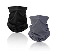 QEEQPF 2PCS Pañuelos faciales Bandana Diadema Multifuncional Sombreros Cuello Polaina Cubierta Facial Protección UV Transpirable Calentador Facial Corbatas (Negro + Gris)