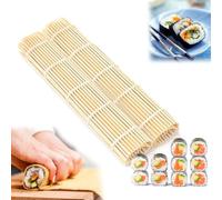 QEEROYO 2Pcs Sushi Roll Pad Mat Kit, Esteras de Sushi, Mat de sushi Sushi Roll, Sushi Roll Mat Bamboo, Esterilla Sushi, Estera de bambú ecológica, para principiantes Kit de sushi, Cocinas Accesorios