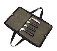 QEES Bolsa para cuchillos de chef con 2 agarres de mano y 4 ranuras para cuchillos de chef con doble cremallera, bolsa para herramientas de cocina GJB440 , color 1#verde militar, tamaño 18" x 11"