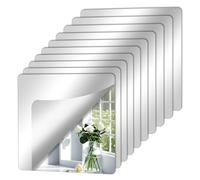 QEEYON 10 Piezas Espejos Autoadhesivos Pared, 15 x15 cm Espejos de Pared, 2mm Espejo Flexibles Adhesivos HD Acrílico para Decoración del Hogar Baño Dormitorio Sala de Estar