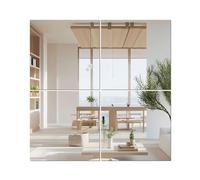 QEEYON 4 Piezas Espejo de Cristal 20 x 20 cm, Azulejos Autoadhesivos Bricolaje HD para Decoración de Pared, Armario, Baño, Sala de Estar y Dormitorio