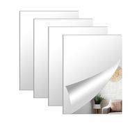 QEEYON 4 Piezas Espejos Autoadhesivos Pared, 30 x 21 Cm Hojas de Espejos Acrílico Grueso A4, Azulejos Adhesivos de Espejo de 3 Mm de Grosor para Gimnasio, Escuela o Decoración del Hogar