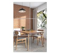 QEEYON 6 Piezas Espejo de Cristal 15 x 15 cm, Azulejos Autoadhesivos Bricolaje HD para Decoración de Pared, Armario, Baño, Sala de Estar y Dormitorio