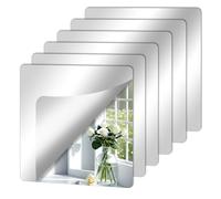QEEYON 6 Piezas Espejos Autoadhesivos Pared, 15 x15 cm Espejos de Pared, 2mm Espejo Flexibles,Espejos Adhesivos HD Acrílico para Decoración del Hogar Baño Dormitorio Sala de Estar Armario