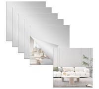 QEEYON 6 Piezas Espejos Autoadhesivos Pared, 20 x20 cm Espejos de Pared, 2mm Espejo Flexibles Adhesivos HD Acrílico para Decoración del Hogar Baño Dormitorio Sala de Estar