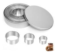QEEYON Juego de 12 Moldes Redondos de Acero Inoxidable, Cortadores de Galletas Cortapastas Redondo para Reposteria Rosquillas Galletas,con Caja de Almacenamiento