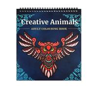 QEEYON Libro para Colorear para Adultos, 32 Mandalas con Animales Relajantes, Libro para Colorear Antiestrés Encuadernado en Espiral, Ideal para Relajarse y Ayudar a Los Adolescentes a Desestrés