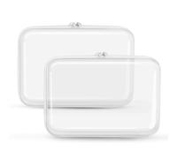 QEEYON Neceser transparente de 2 piezas con cremallera - Caja de almacenamiento impermeable para cosméticos, juguetes y artículos de tocador | Neceser mediano de viaje apto para vuelo