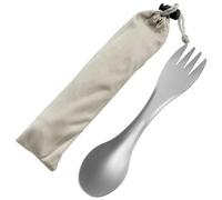 QEEYON Titanium Spork Camping Utensil 2-in-1 Tenedor Cuchara, Ultraligera Spork Camping Cubiertos con Bolsa da Almacenamiento, Tenedor Ergonómico Curva para Mochileros, Senderismo, Aire libre