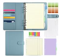 Qefuna Carpeta de anillas recargable A5 con 180 hojas recargables, bolsillos y separadores, Cuaderno para hombres y mujeres,azul