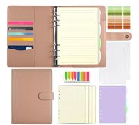 Qefuna Carpeta de anillas recargable A5 con 180 hojas recargables, bolsillos y separadores, Cuaderno para hombres y mujeres,rosa