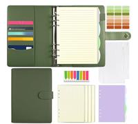 Qefuna Carpeta de anillas recargable A5 con 180 hojas recargables, bolsillos y separadores, Cuaderno para hombres y mujeres,verde